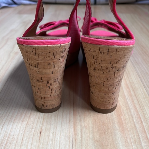 Sperry Pink Sequin Open Toe Cork Wedge Sandal Size 9.5 - Picture 4 of 6